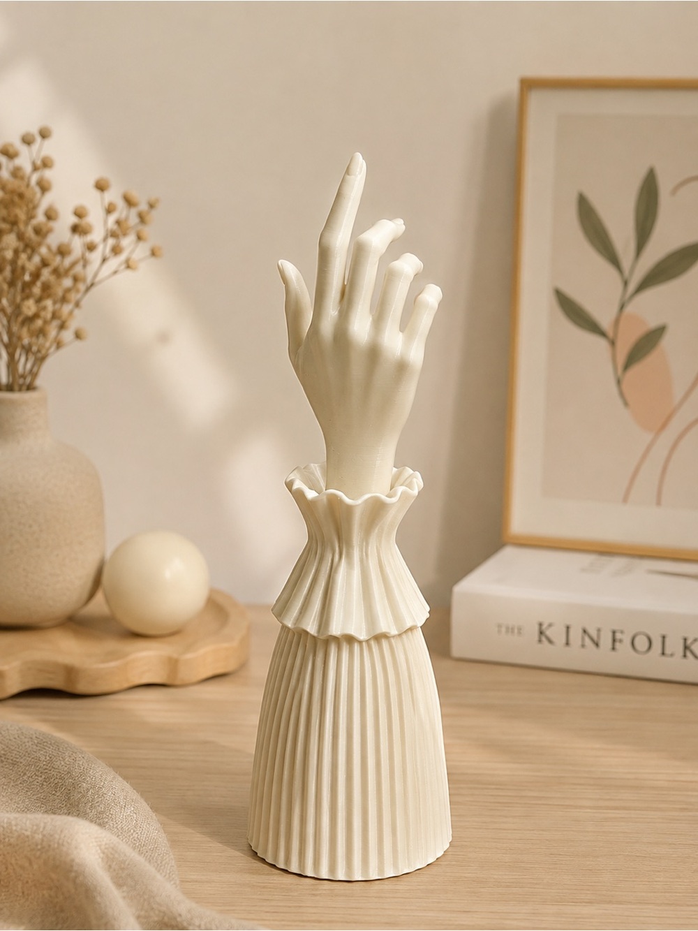 Cream Decorative Hand Sculpture Accent